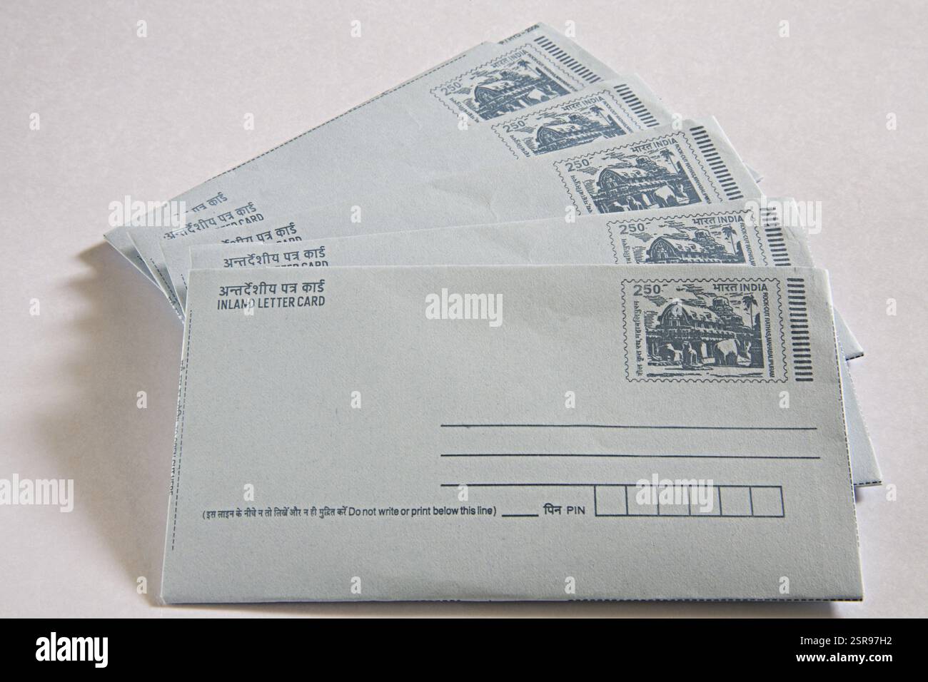 Concept antardeshiya patra inland letter card on white background