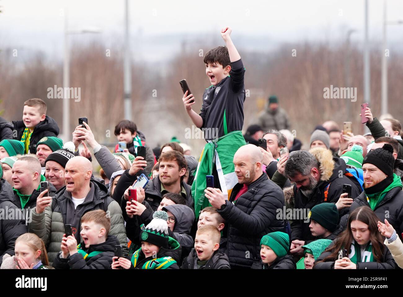 Celtic fans ahead of the William Hill Premiership match at Celtic Park ...