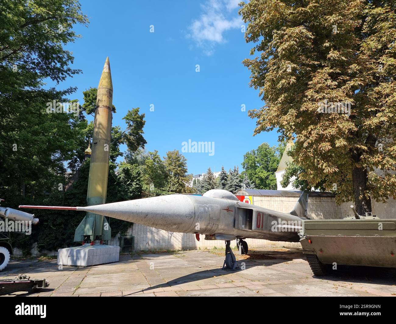 Rocket & fighter jet in the Museum of heroic defense of Odesa, Military-Historical Museum of the Southern Operational Command in Odesa Odessa Ukraine - Smartphone Captured Stock Image