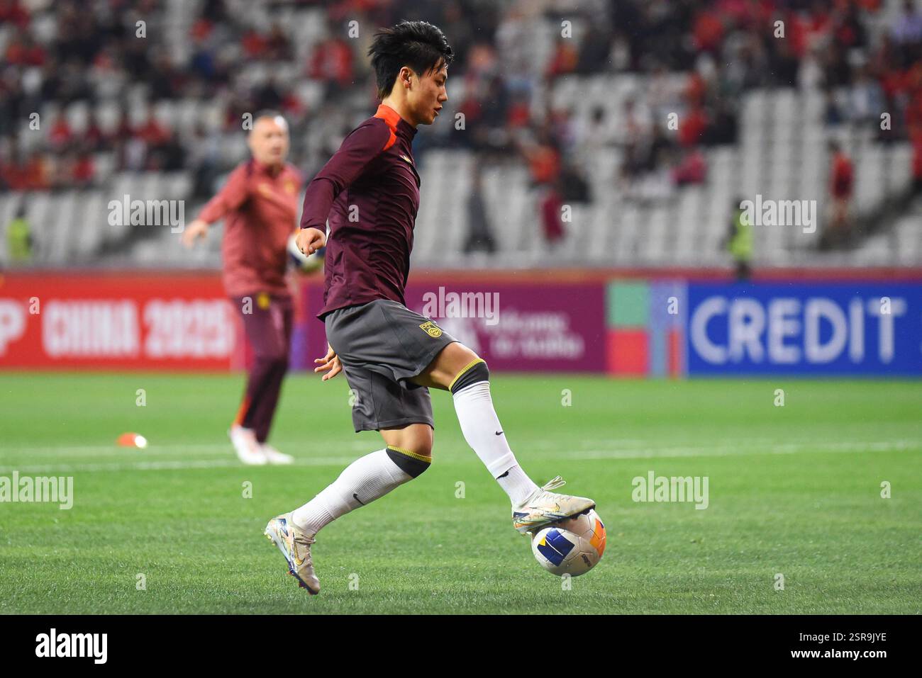 Shenzhen, China. 15 February, 2025. Weijie Mao #7 of China during the