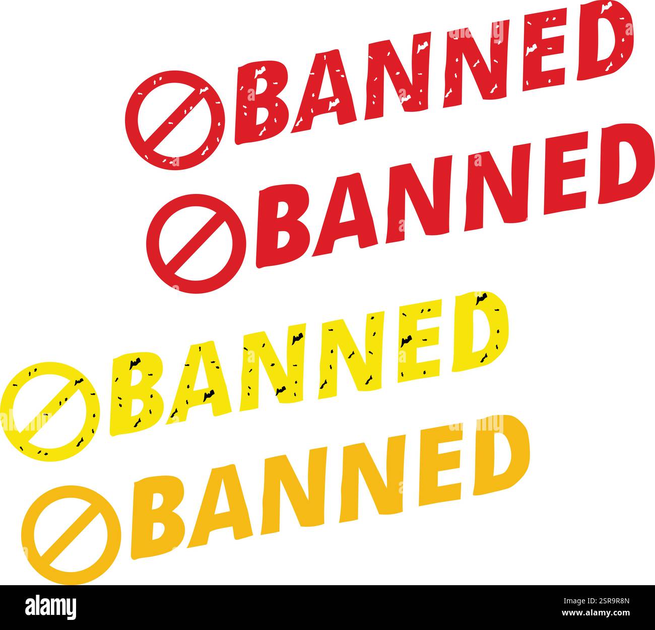 banned stamp set Stock Vector
