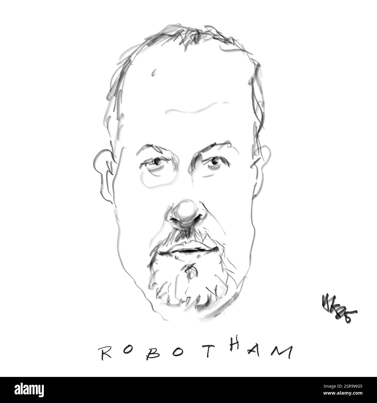 Pencil Portrait of the Author Robotham Stock Photo