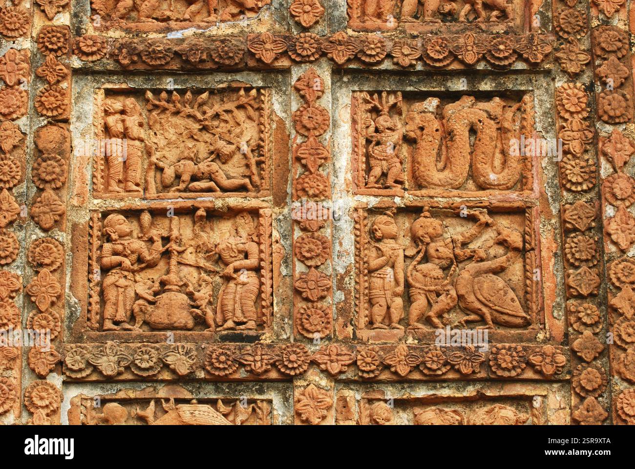 Terracotta artworks of Jor Bangla temple panels made of burnt clay ...