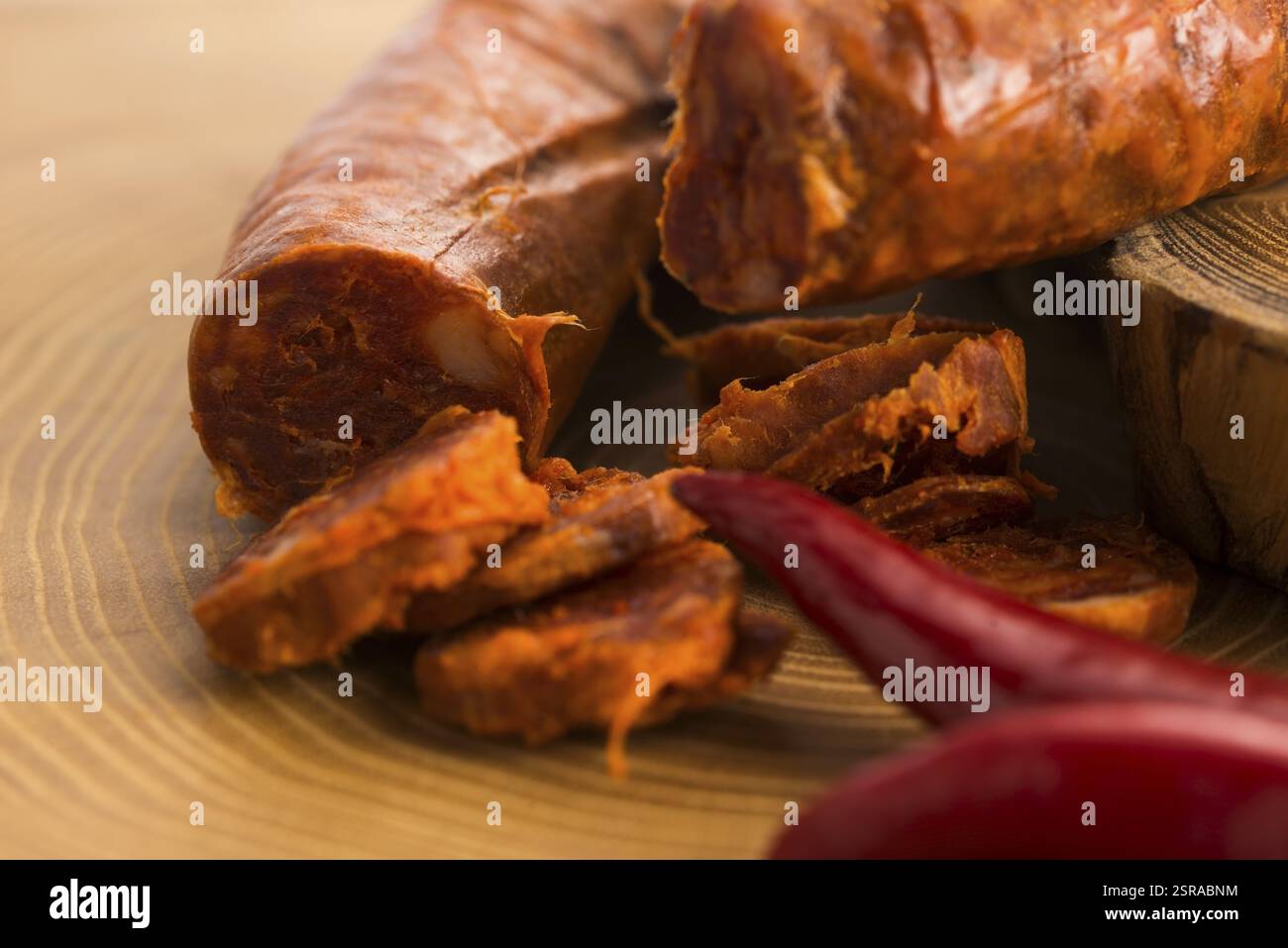 Spanish traditional chorizo sausage, with fresh herbs Stock Photo - Alamy