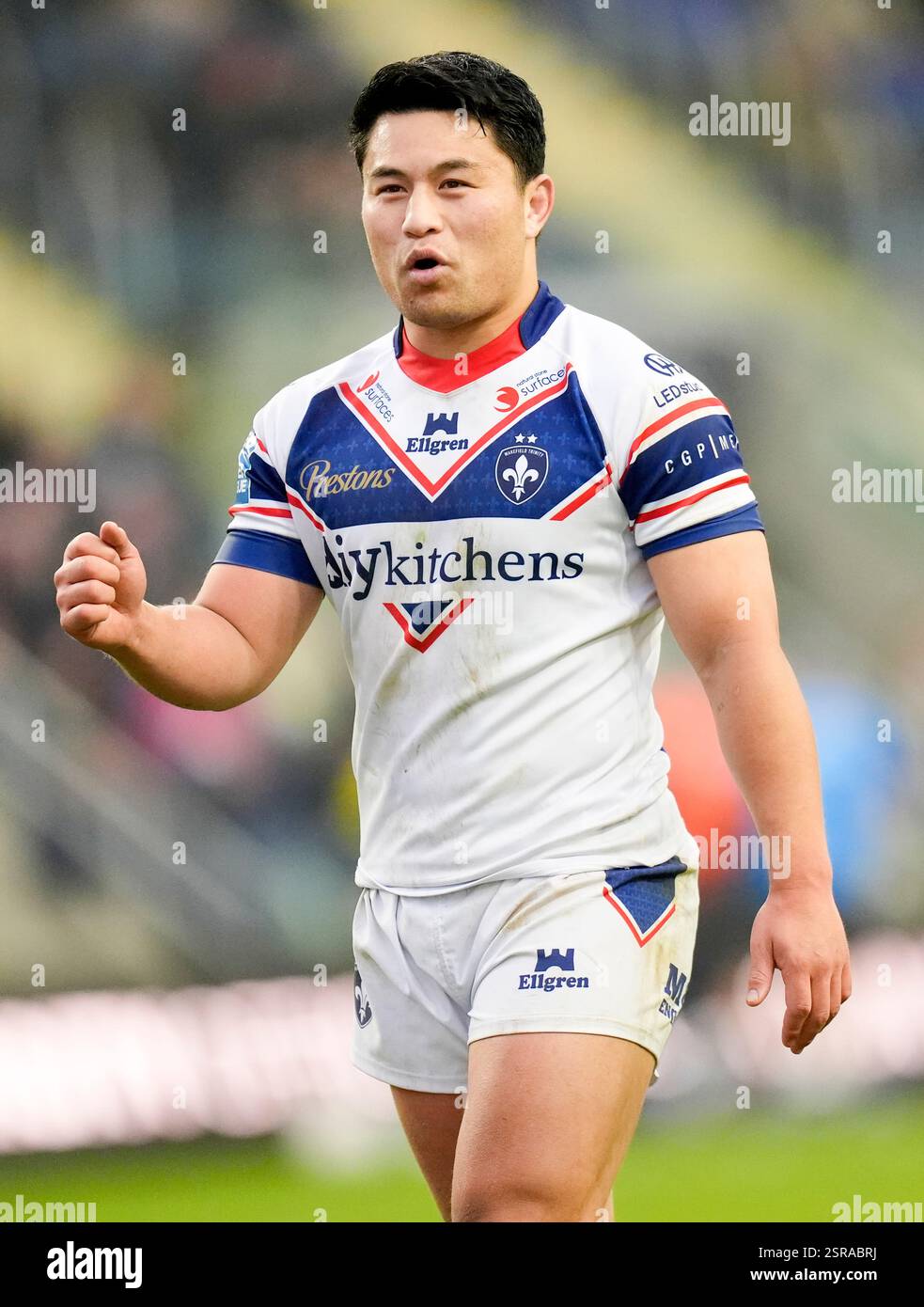 Wakefield Trinity's Mason Lino celebrates after scoring a try during ...