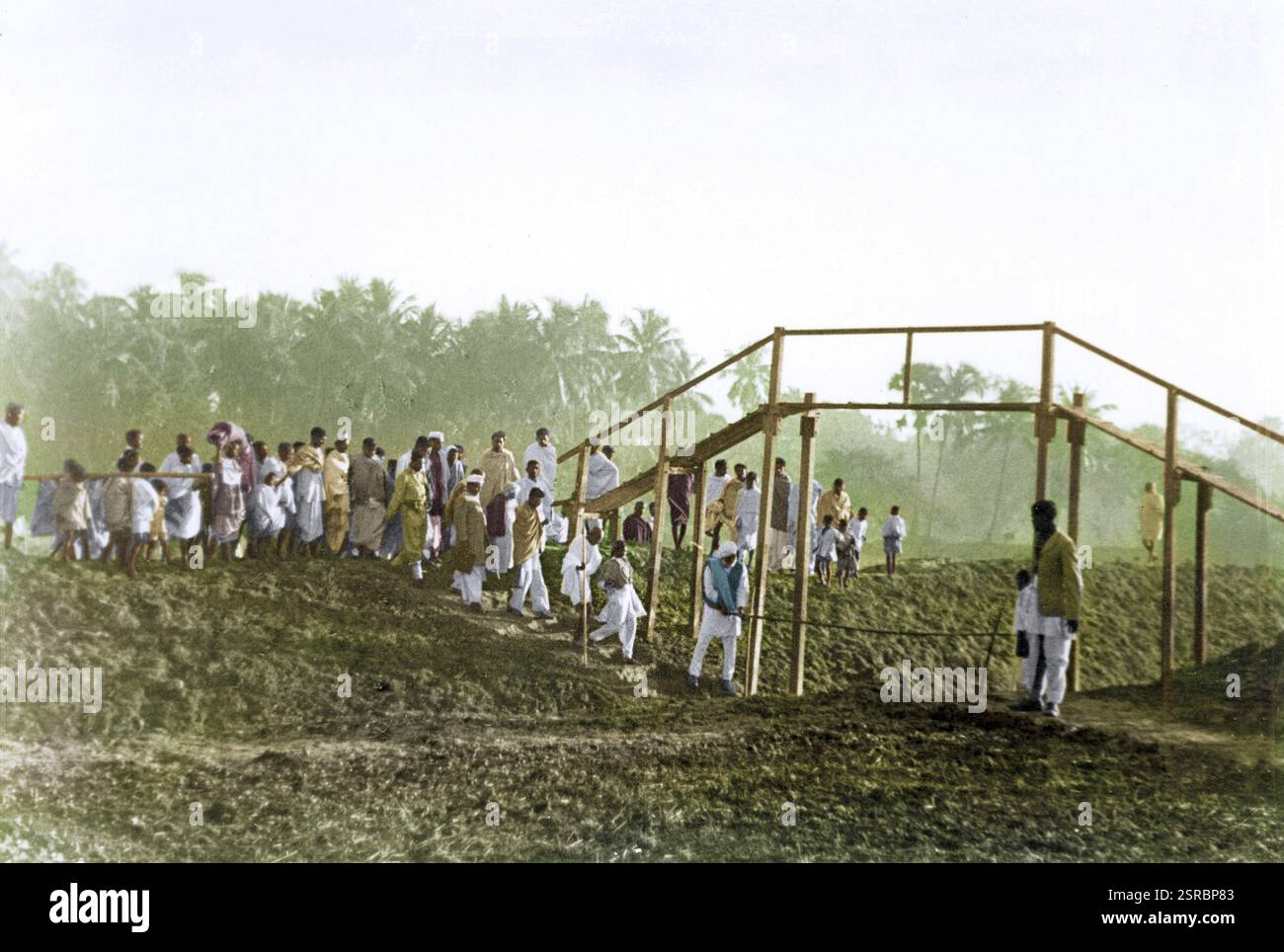 Mahatma Gandhi in village after Hindu Muslim riots, East Bengal, India ...