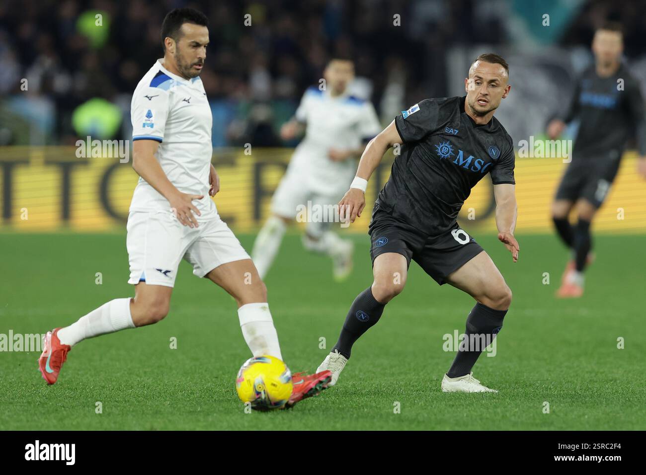 Rome, Italy. 15th Feb, 2025. Lazio's Spanish forward Pedro challenges
