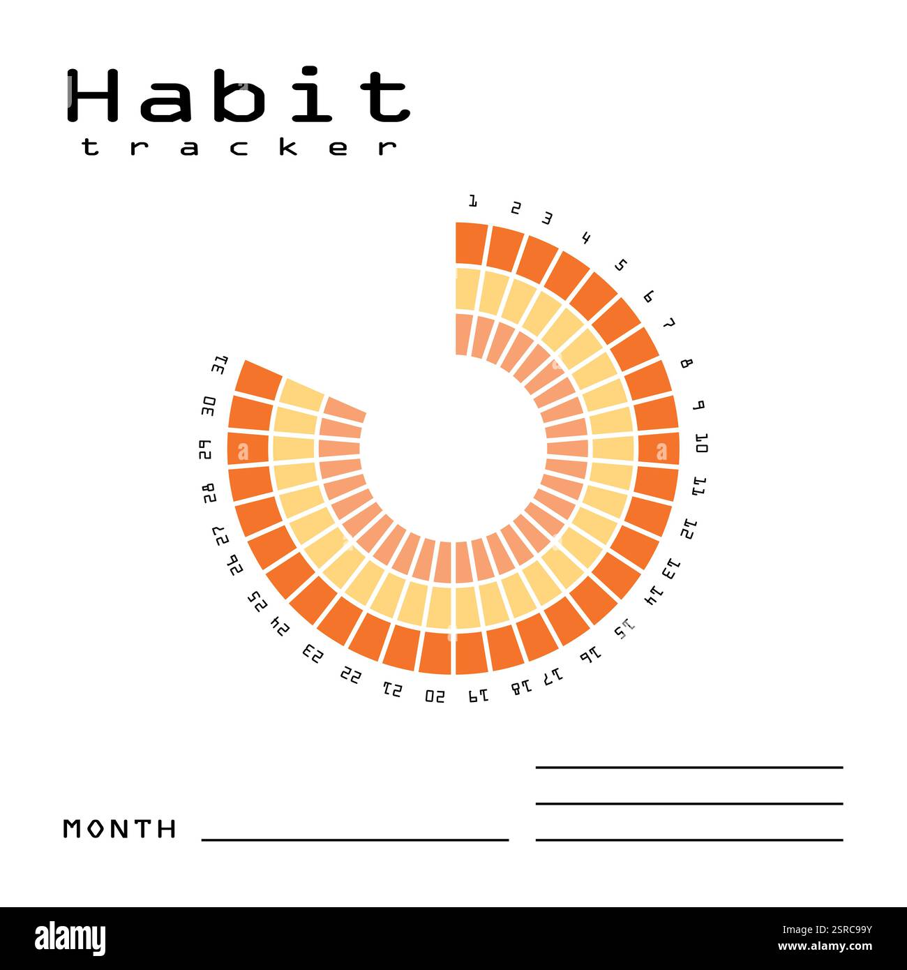 Habit tracker for MONTH. Template mockup. Vector personal organizer. Minimalist simple planner Stock Vector