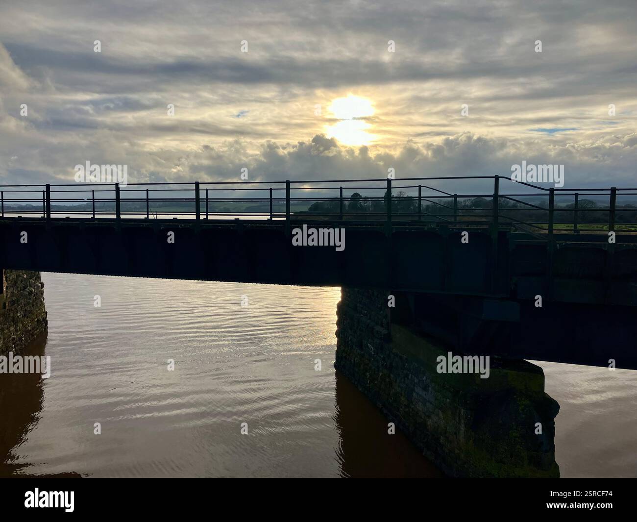 The Avocet Railway Line Crossing the River Clyst, Topsham, Devon - Smartphone Captured Stock Image