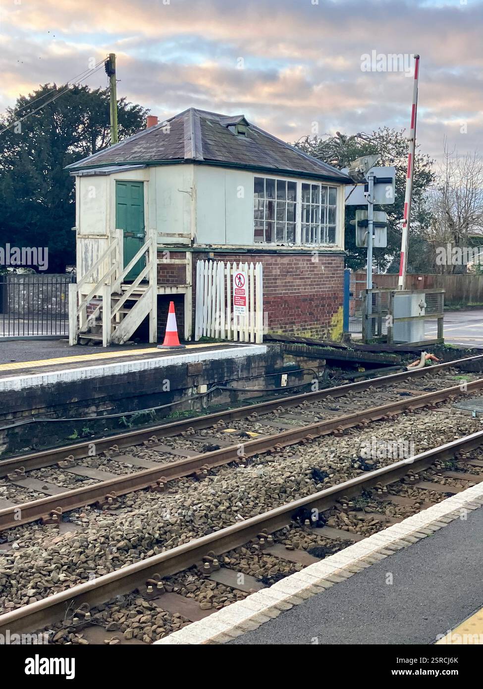 Signal Box and Level Crossing, Topsham Railway Station - Smartphone Captured Stock Image
