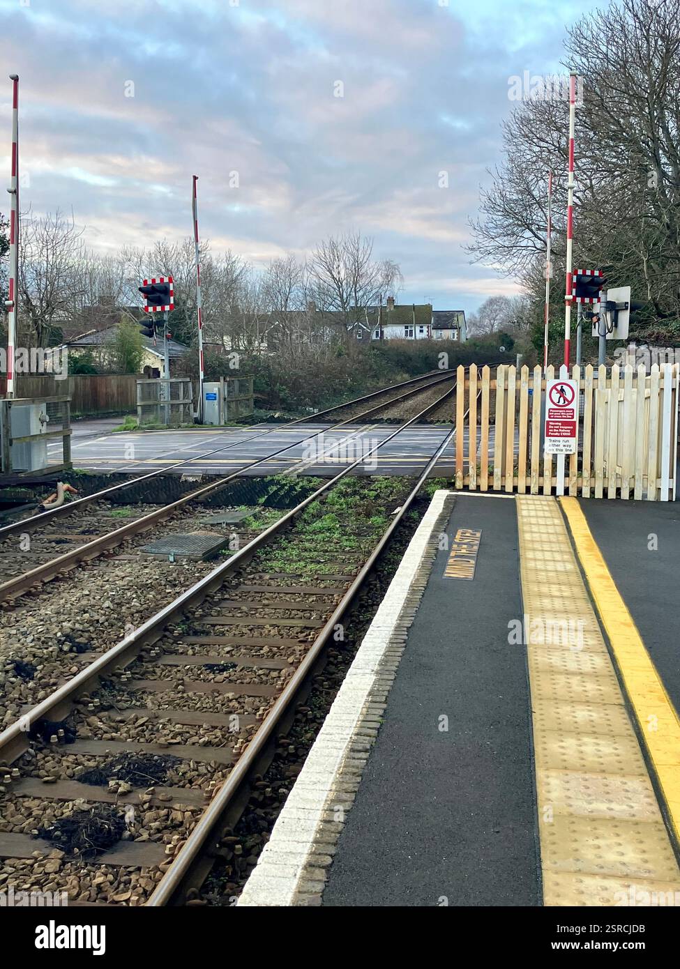 Railway Station - Level Crossing and Platform - Topsham - Smartphone Captured Stock Image