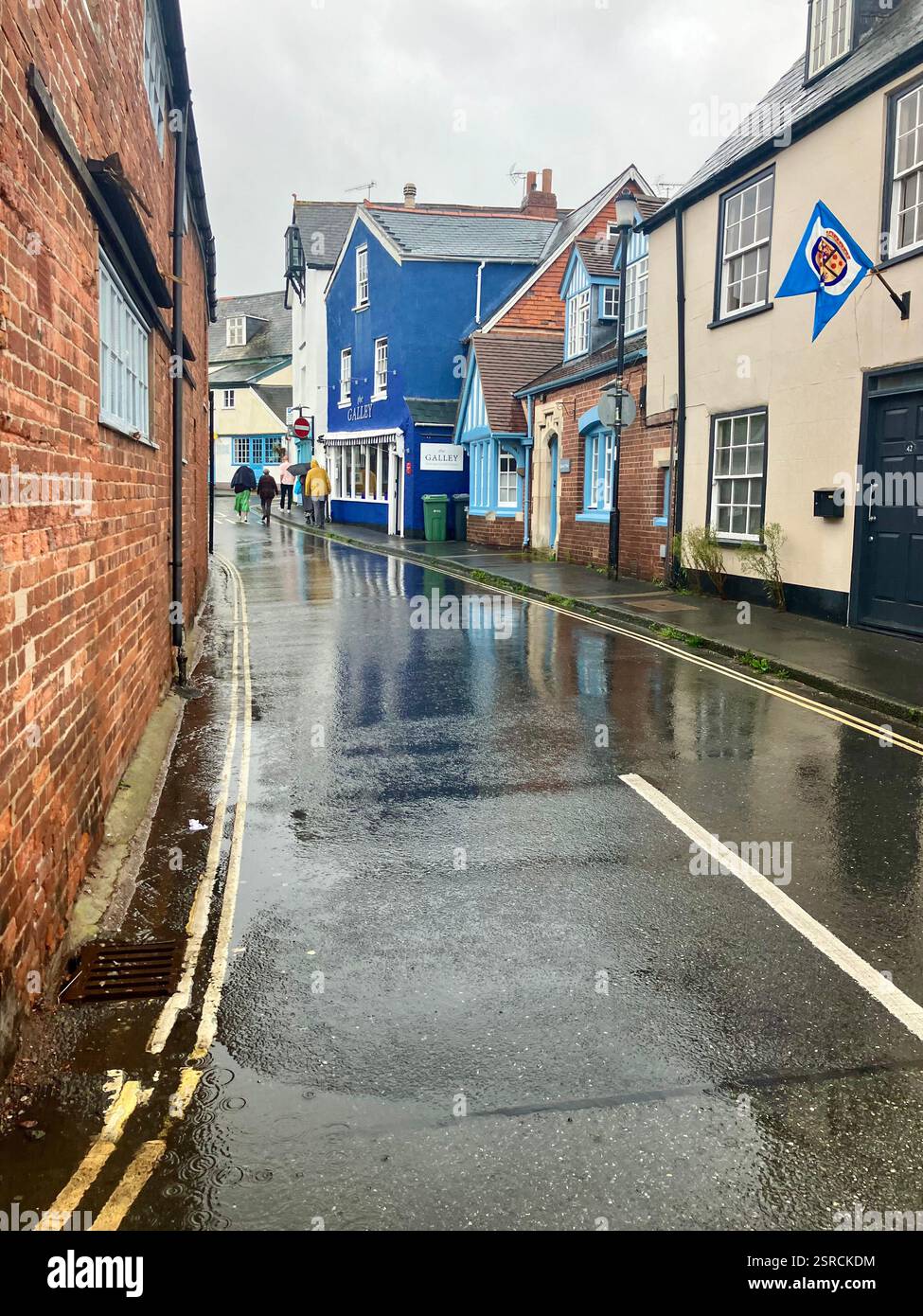 Fore Street, Topsham, Devon in the Rain - Smartphone Captured Stock Image