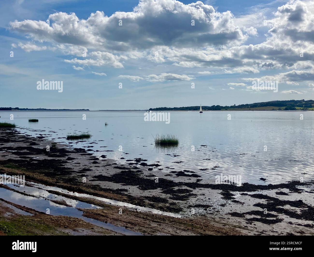 Reflections on a River; The River Exe Estuary from Topsham, Devon - Smartphone Captured Stock Image Reflections on a River; The River Exe Estuary from Topsham, Devon - Smartphone Captured Stock Image