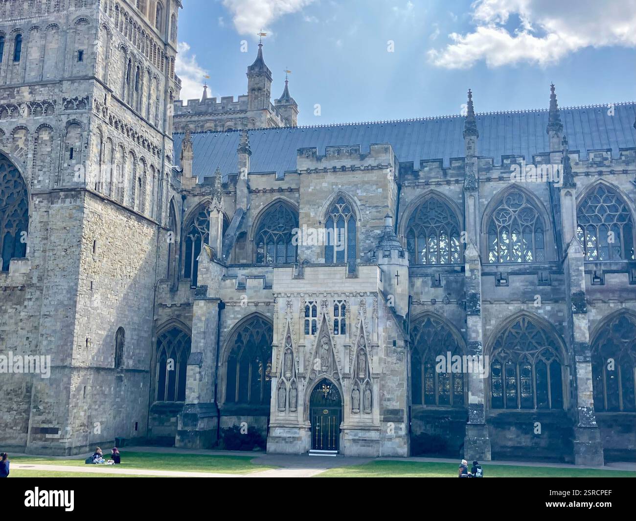 Stained Glass Windows and Entrance, Exeter Cathedral, Devon - Smartphone Captured Stock Image