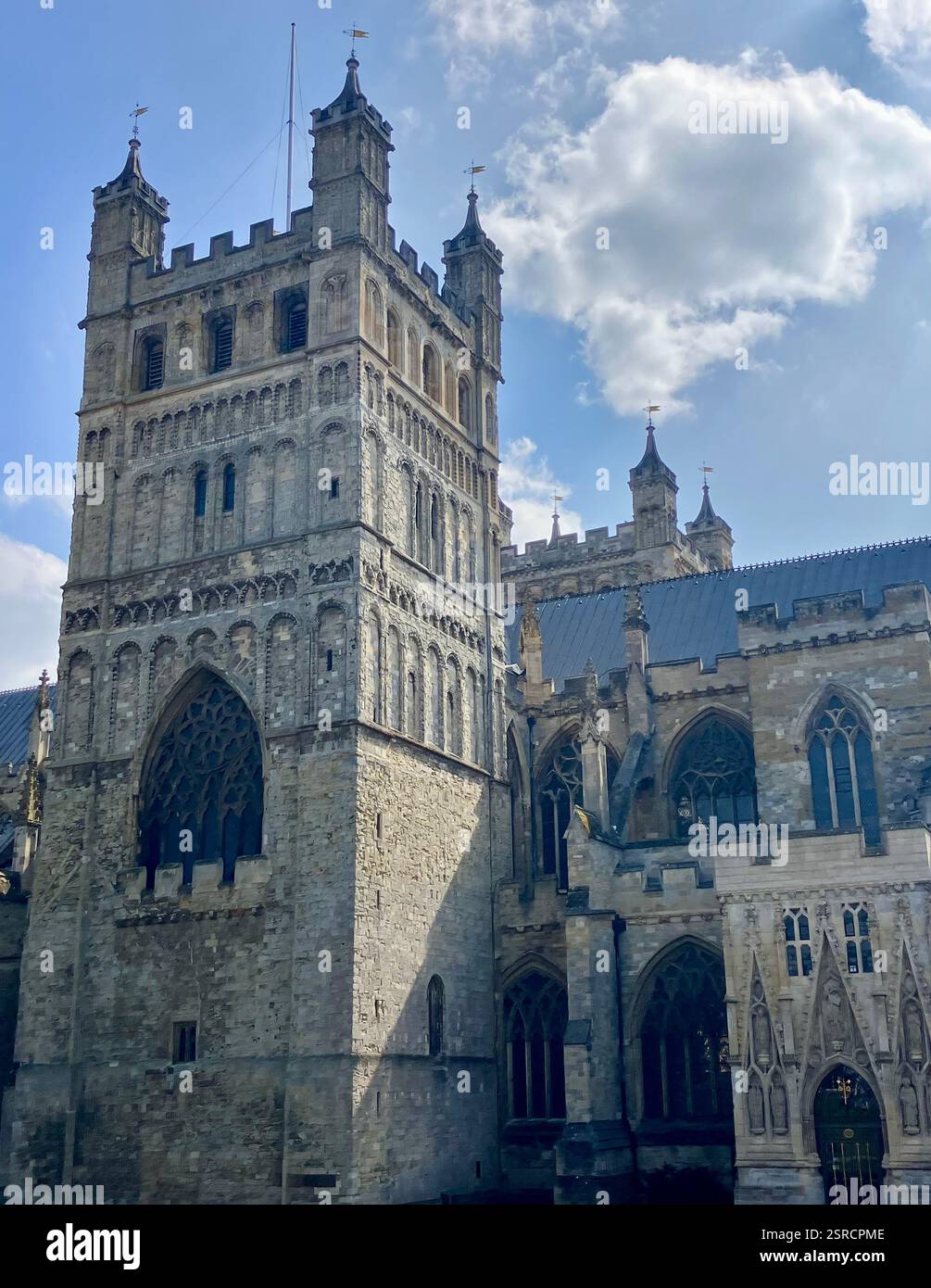 Tower, Exeter Cathedral, Historical Heritage, England - Smartphone Captured Stock Image