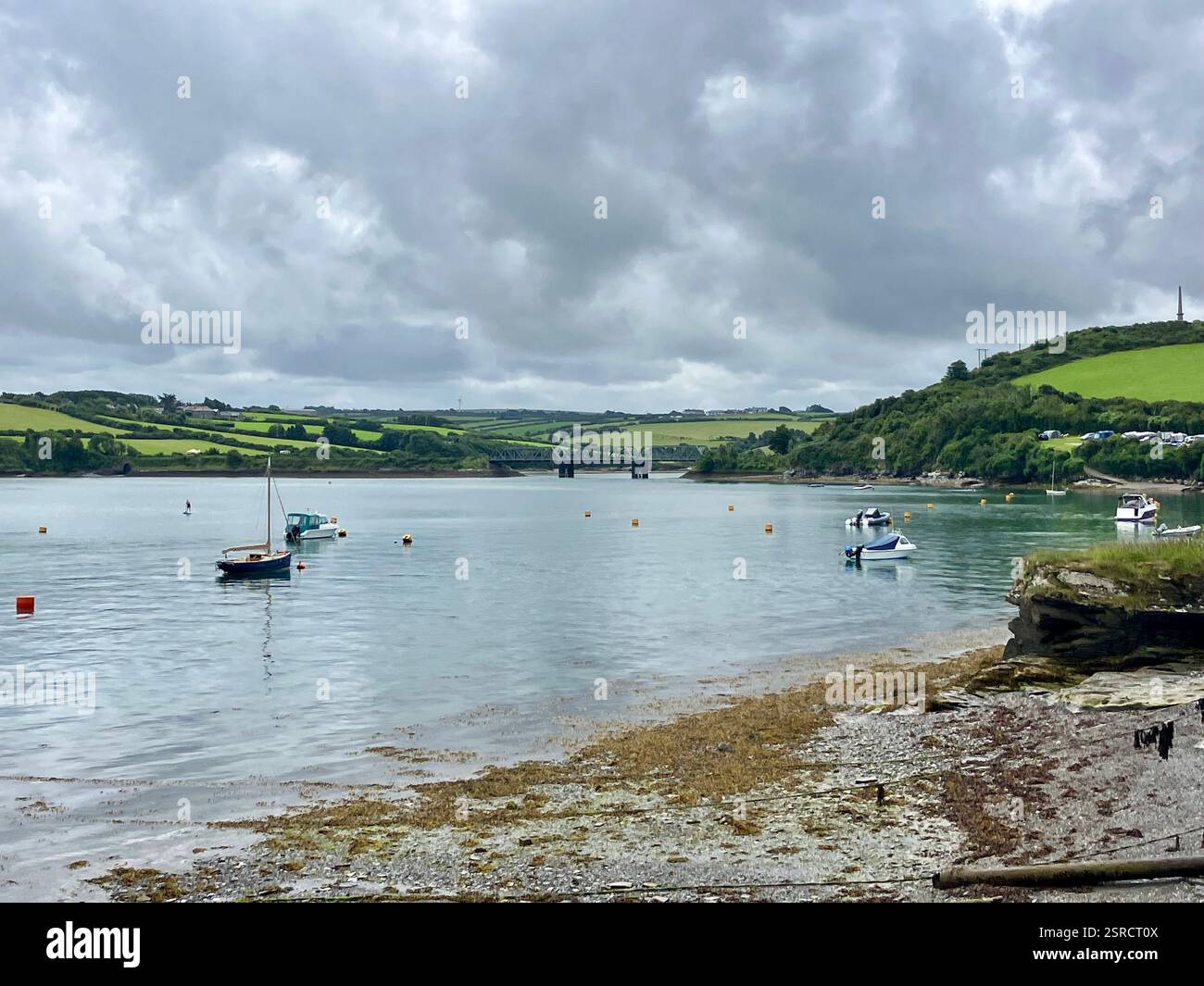 Boats on the River Camel, Cornwall, England - Smartphone Captured Stock Image