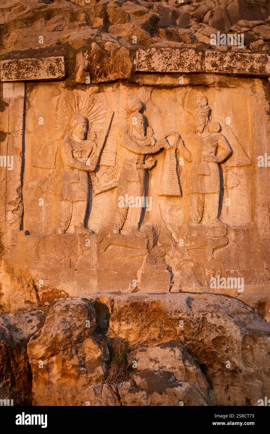 Ancient persian relief in Taq-e Bostan in Kermanshah city, Iran Stock Photo