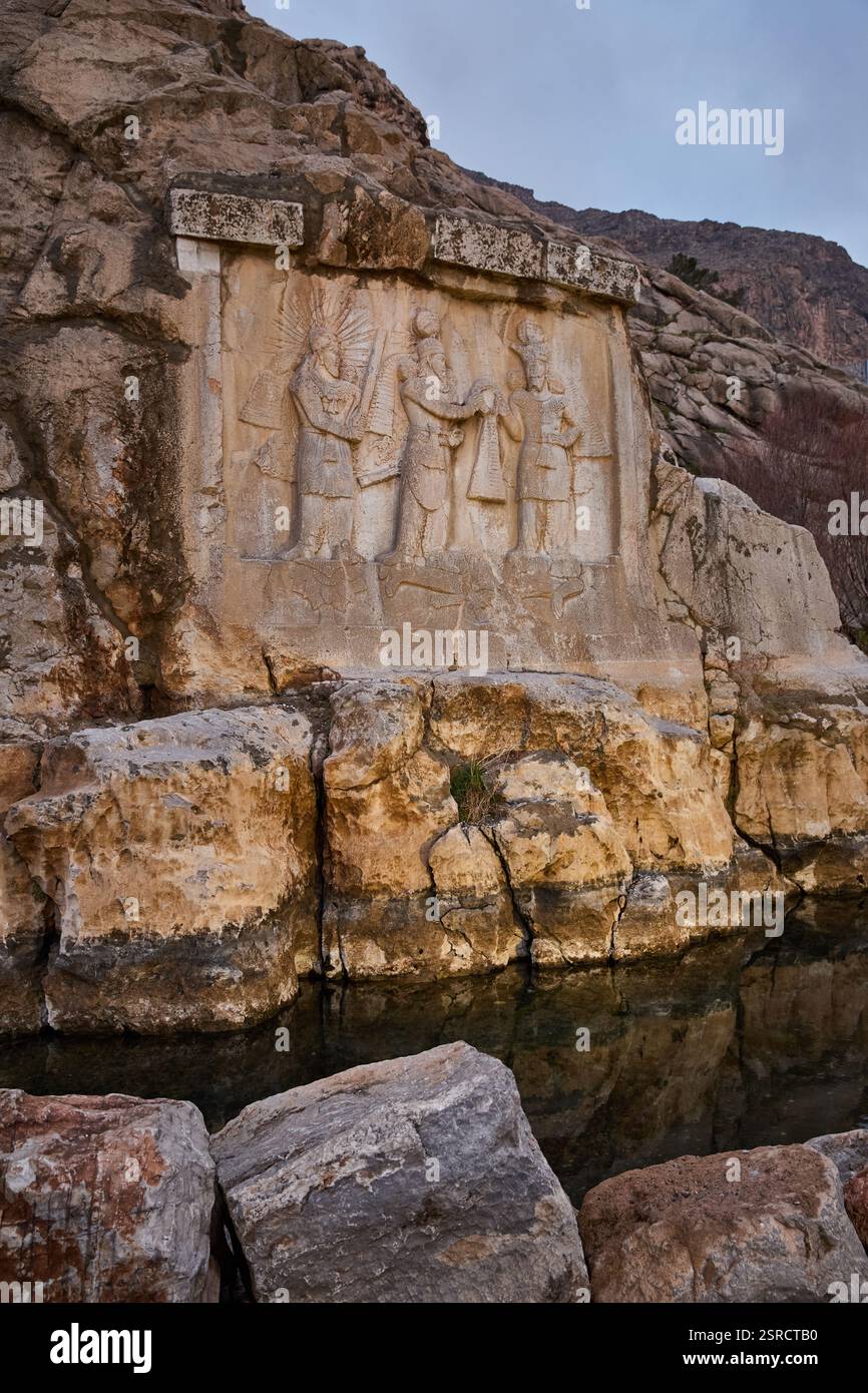 Ancient persian relief in Taq-e Bostan in Kermanshah city, Iran Stock Photo