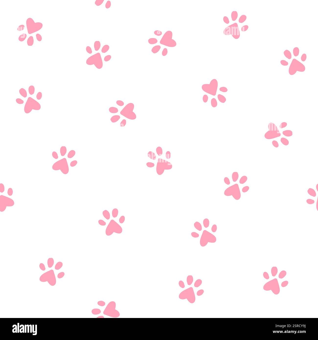 Cat little paws seamless pattern on white background Stock Vector