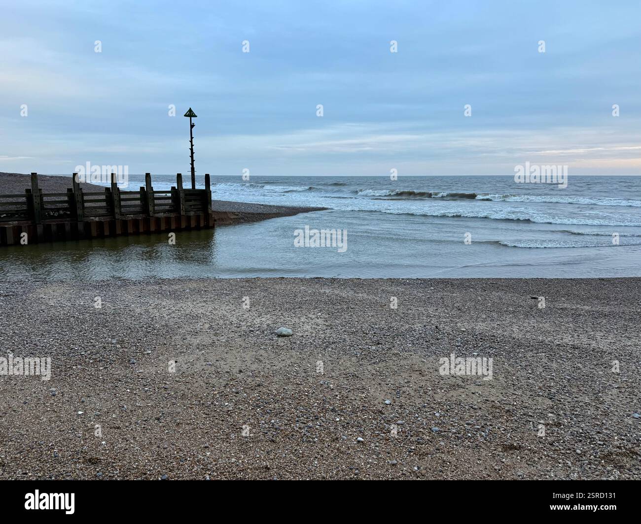 Axmouth Harbour Entrance, Seaton, Devon at Low Tide - Smartphone Captured Stock Image