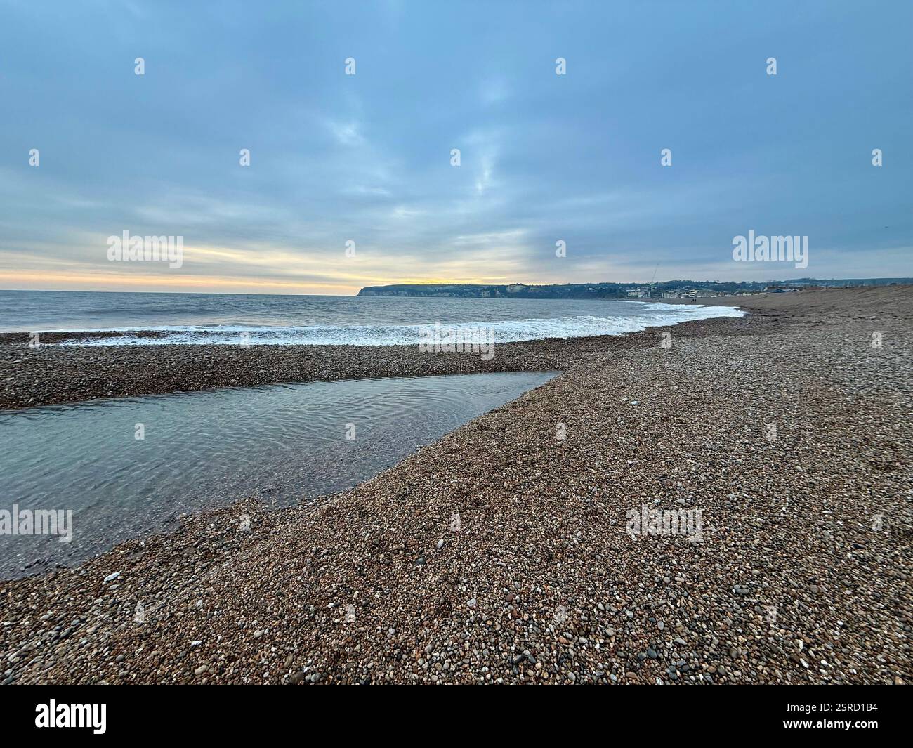 Looking West towards Whitecliff, Seaton, Devon - Smartphone Captured Stock Image