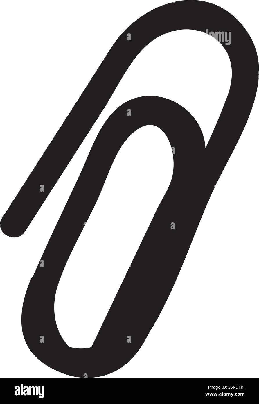 Simple black paperclip icon isolated on a clean white background ...