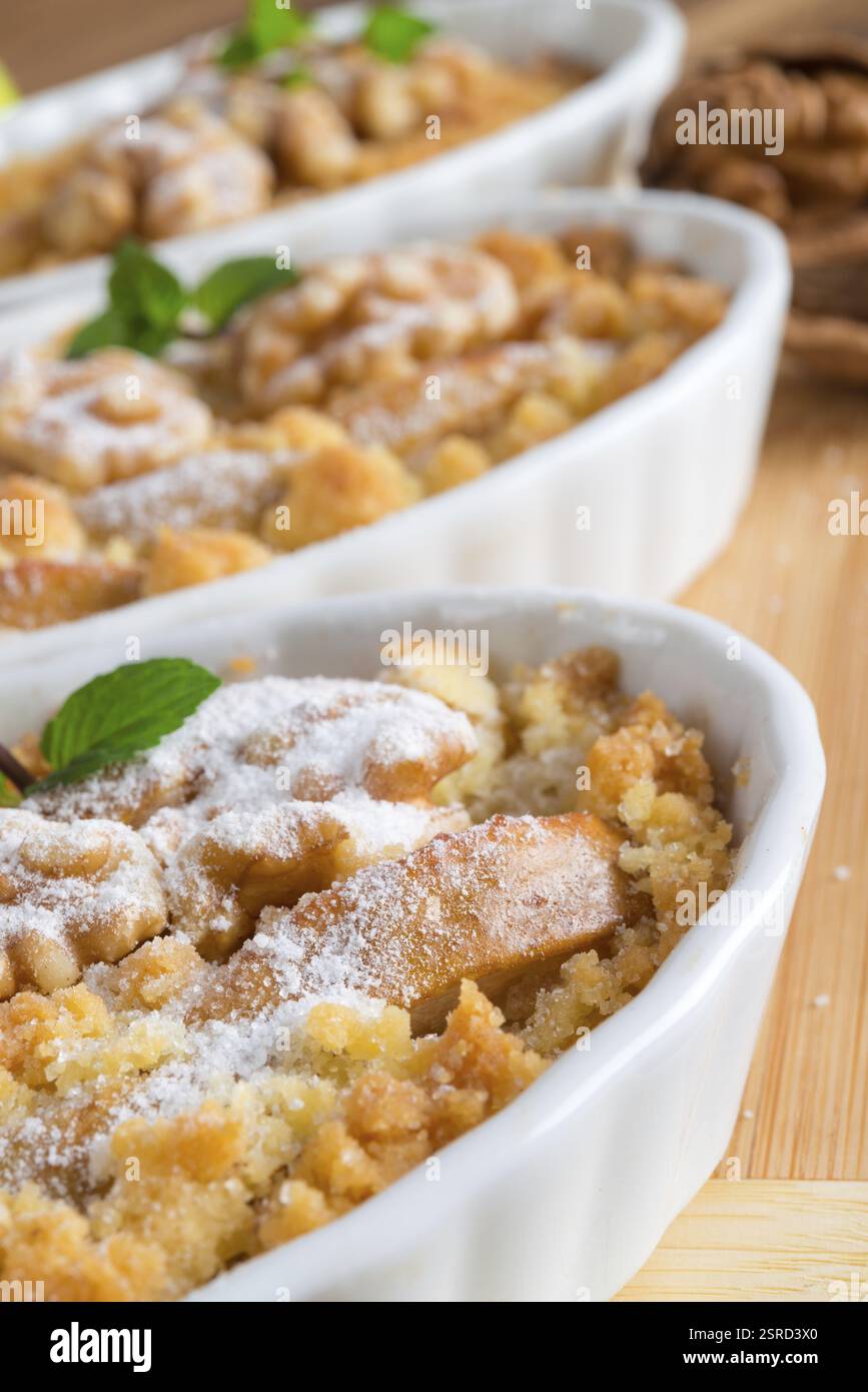 Apple Walnut streusel cake Stock Photo