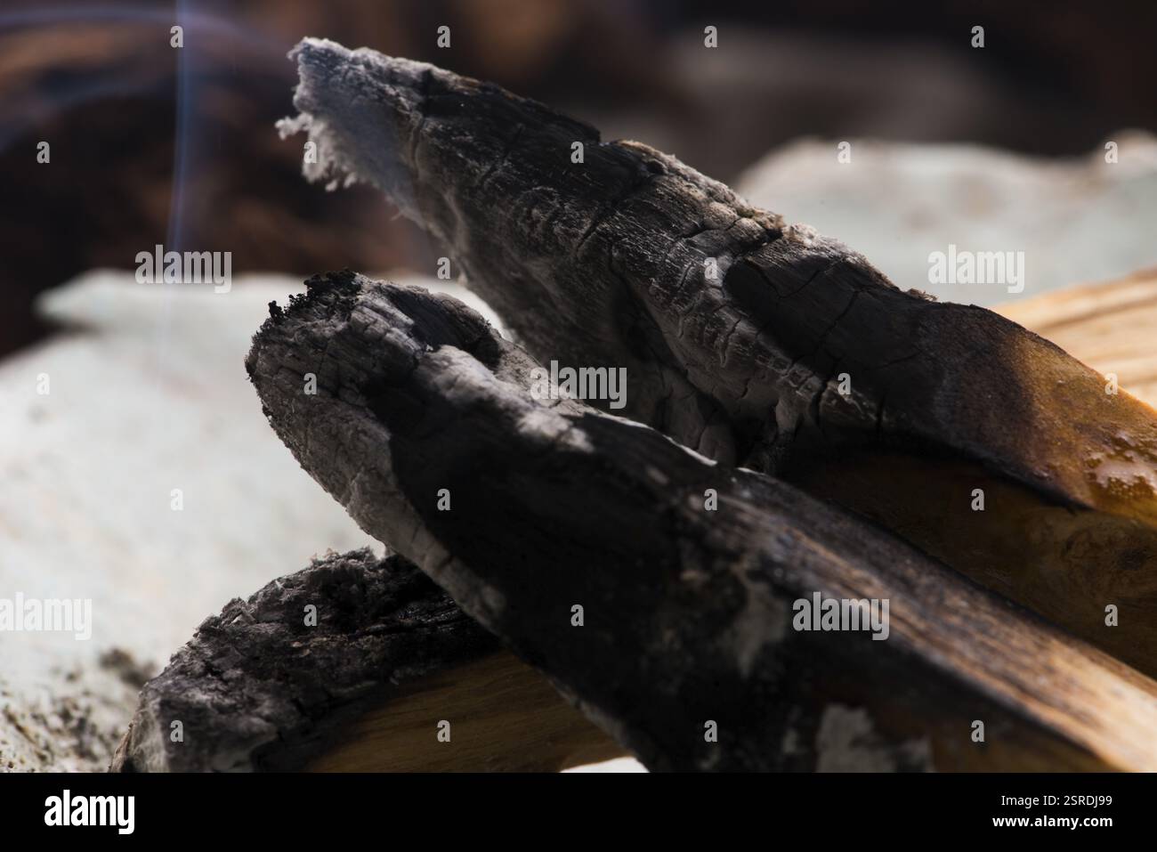 Smudging ceremony using Peruvian Palo Santo holy wood incense stick Stock Photo