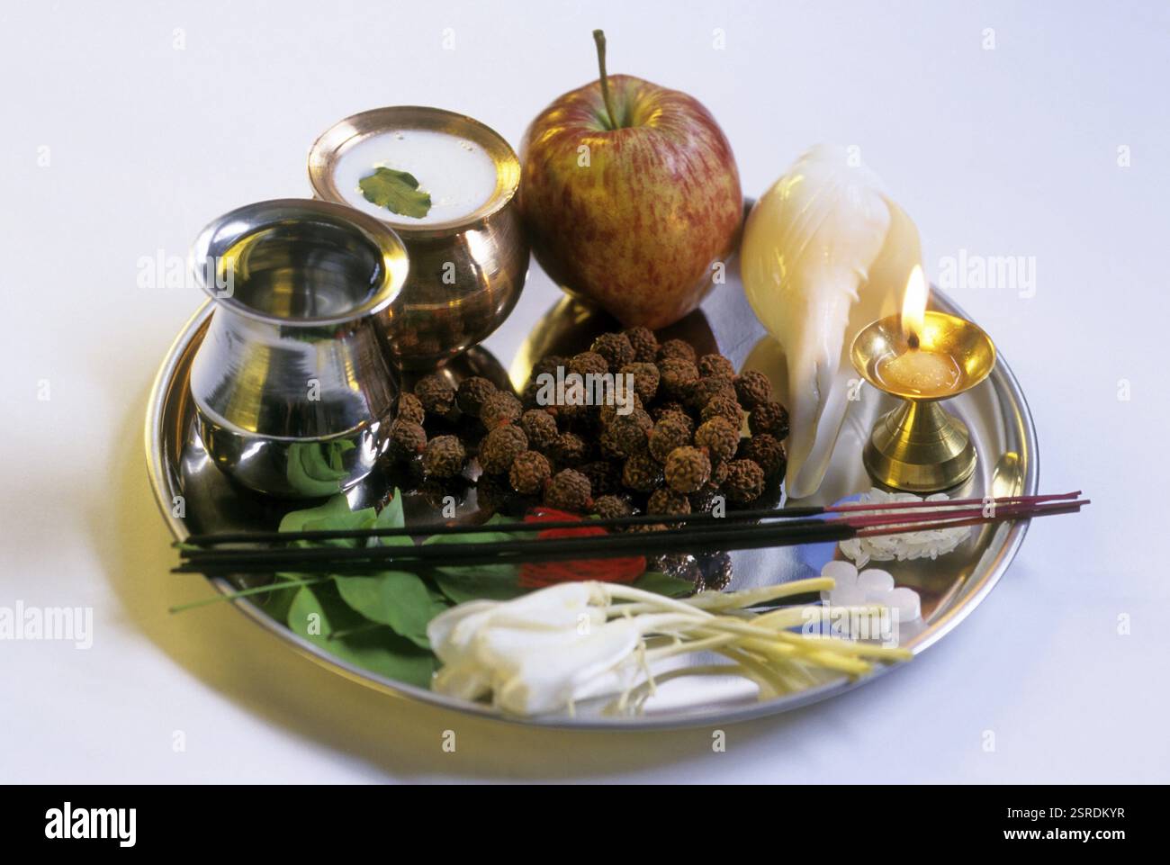 Pooja thali, prayers items, india Stock Photo