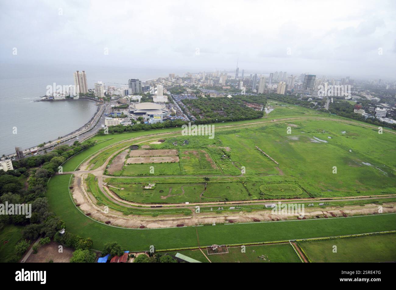 Aerial view of mahalaxmi race course with worli Bombay Mumbai