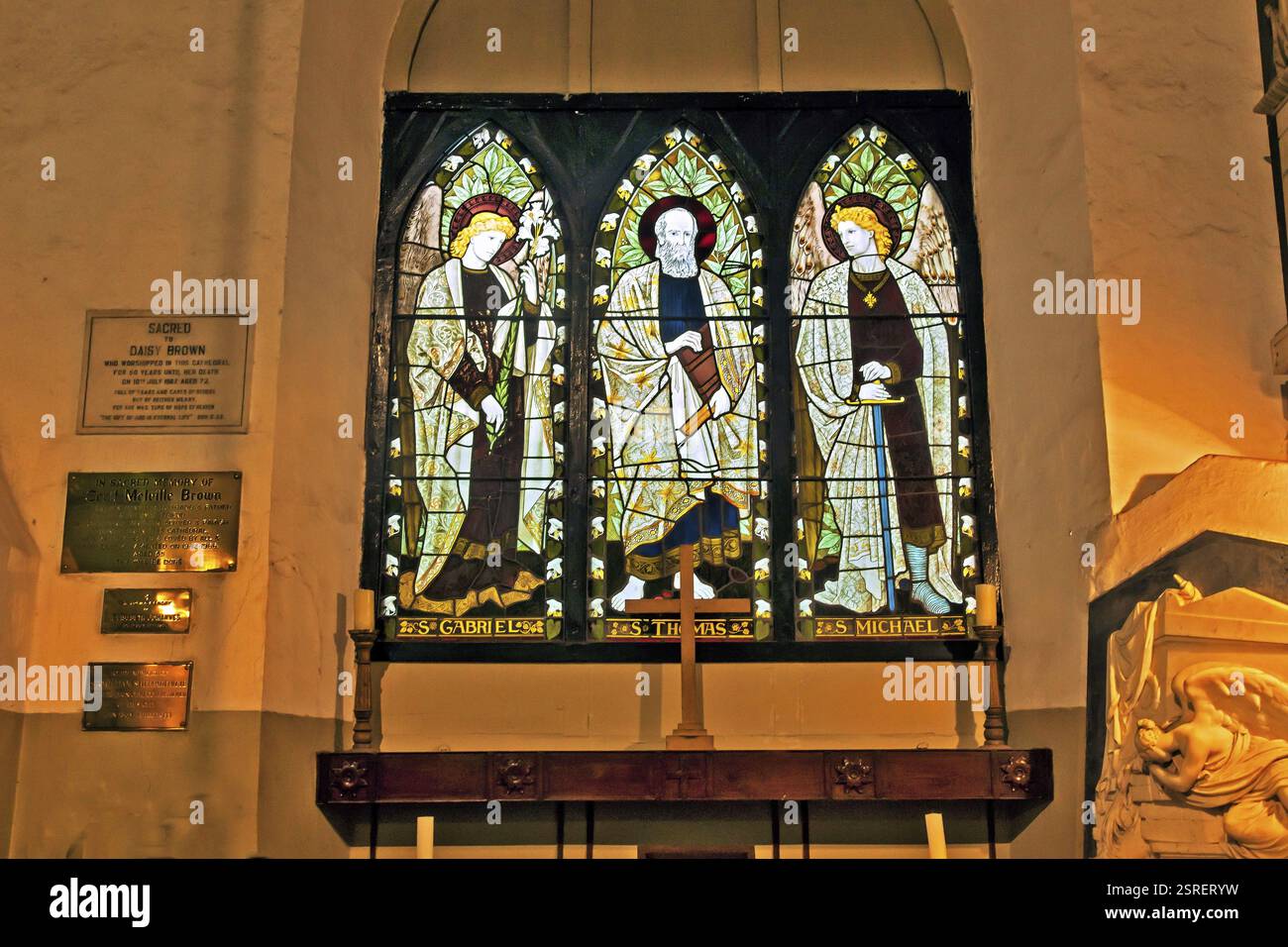 St Thomas Cathedral interior stained glass, Mumbai, Maharashtra, India, Asia Stock Photo