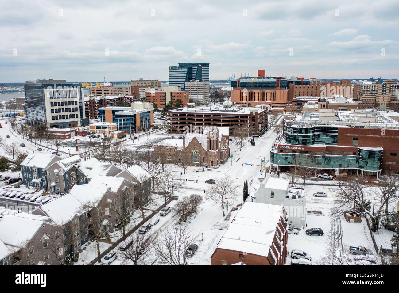 Norfolk Virginia - January 22 2025: Aerial View of the Sentara Medical ...