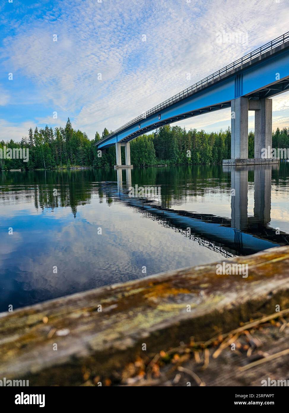 Beautiful landscape in the summer with lake and blue sky - Smartphone Captured Stock Image