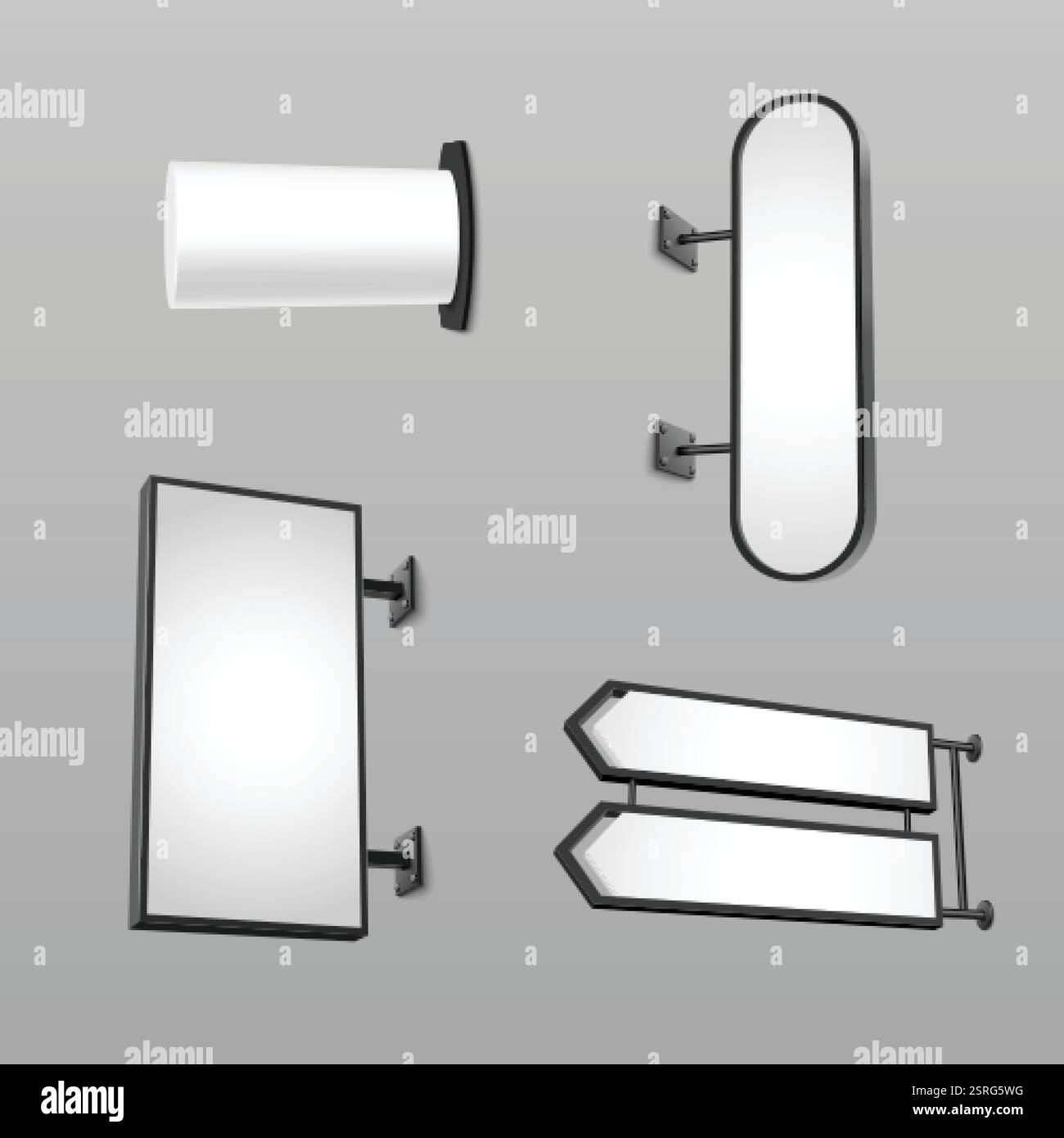 Signage mockup set with minimalist wall mounted designs - cylindrical ...