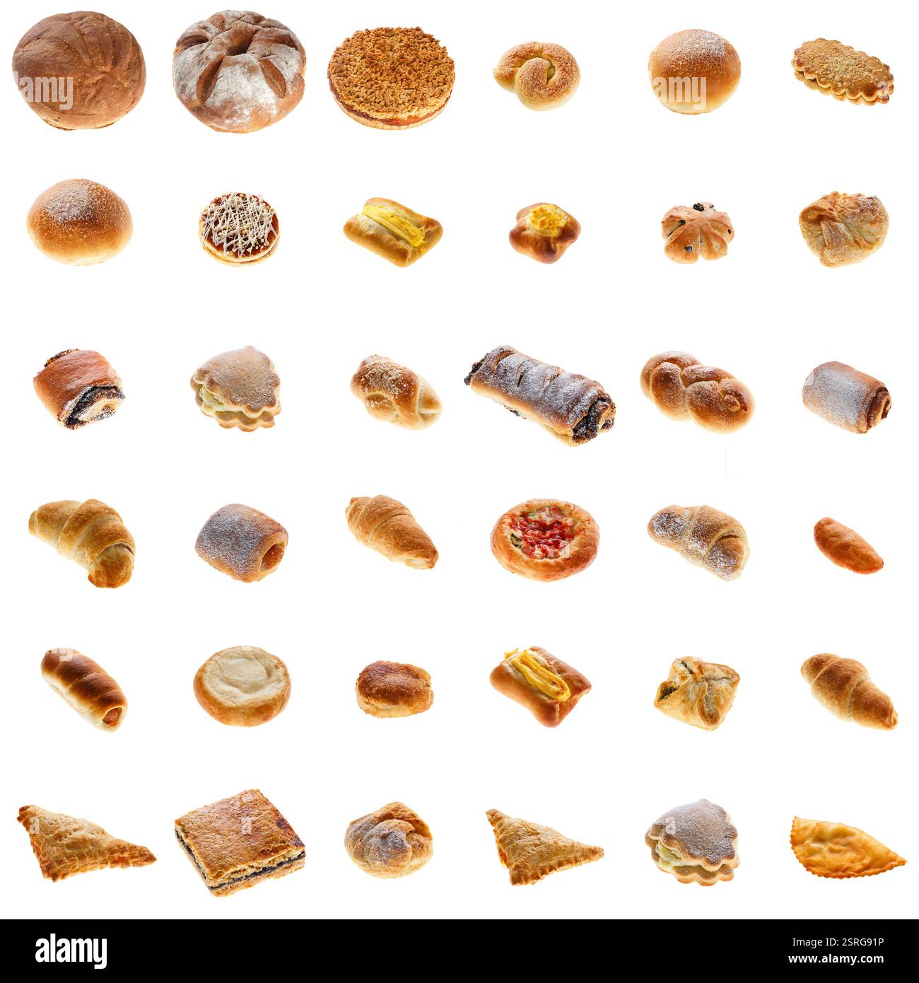 Collection of fresh bakery photos isolated on white Stock Photo - Alamy