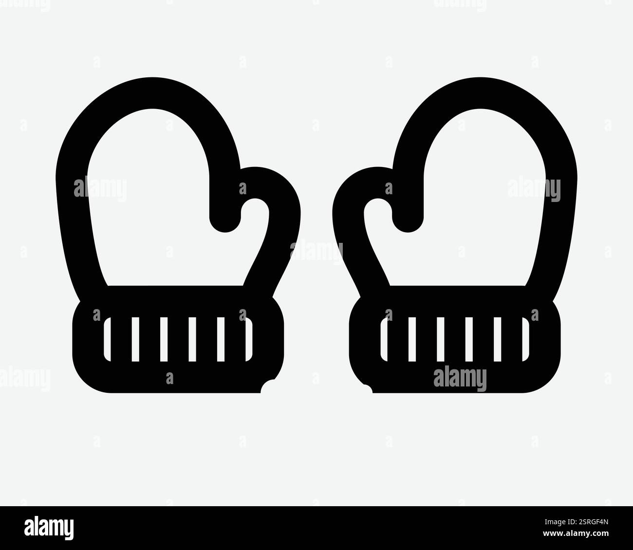 Kitchen Hand Mittens Mitten Snow Glove Winter Gloves Pair Hands Outline Clothing Arm Cold Icon Black White Symbol Sign Graphic Illustration Vector Stock Vector