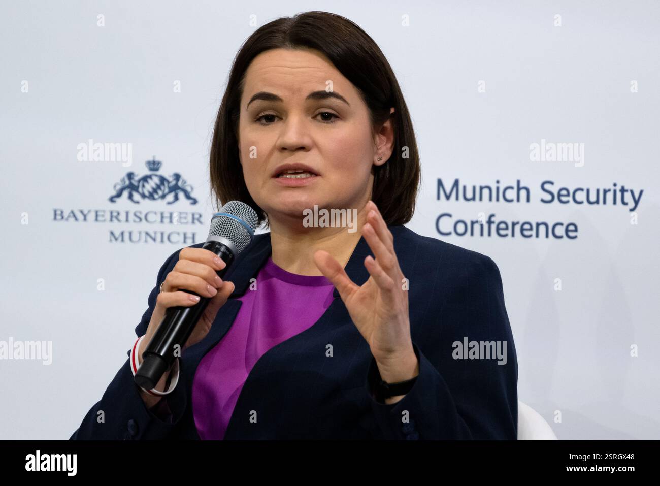 Munich, Germany. 16th Feb, 2025. Sviatlana Tsikhanouskaya, Belarusian