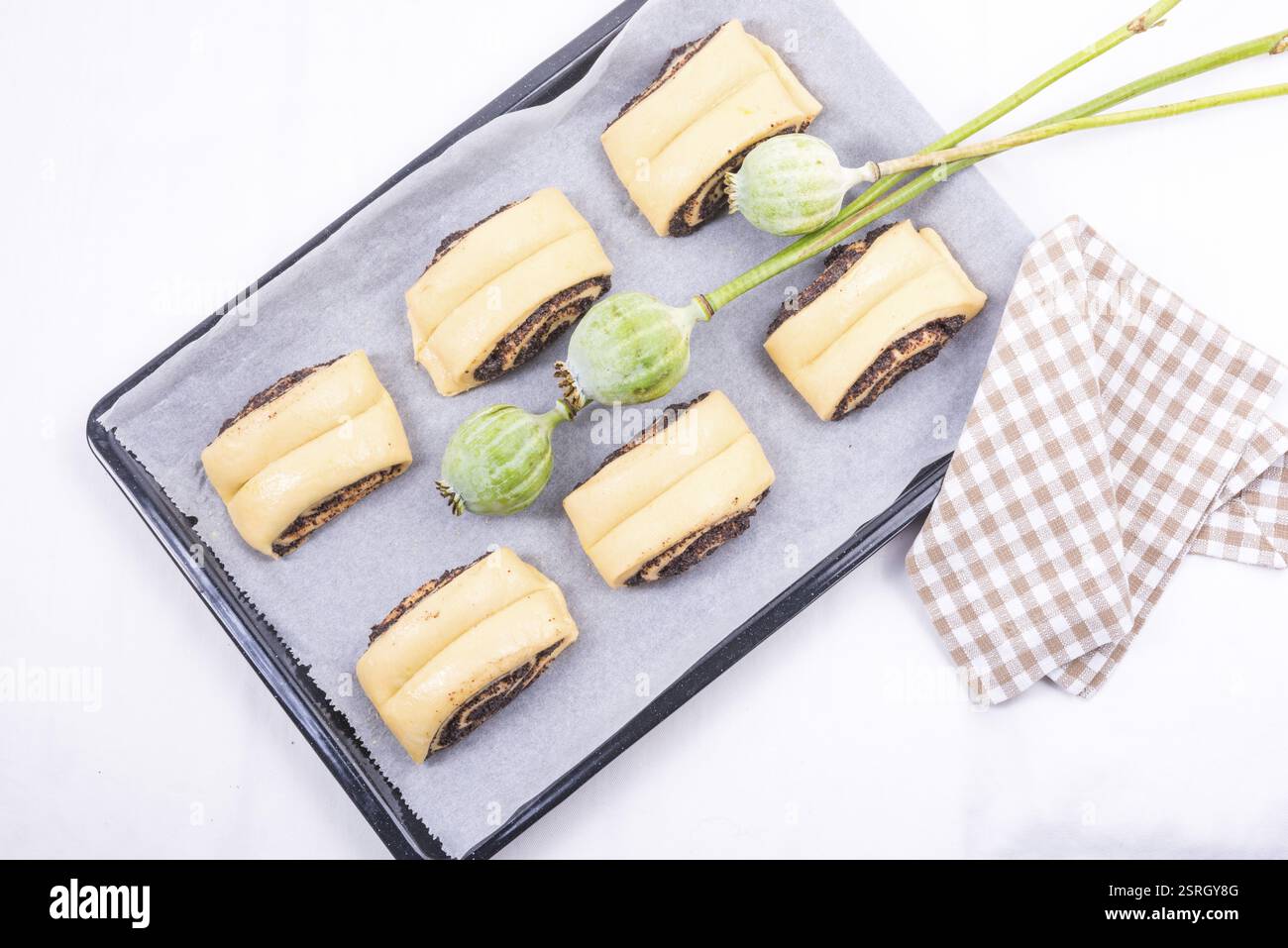 Raw Quick Poppy Seed Rolls Stock Photo