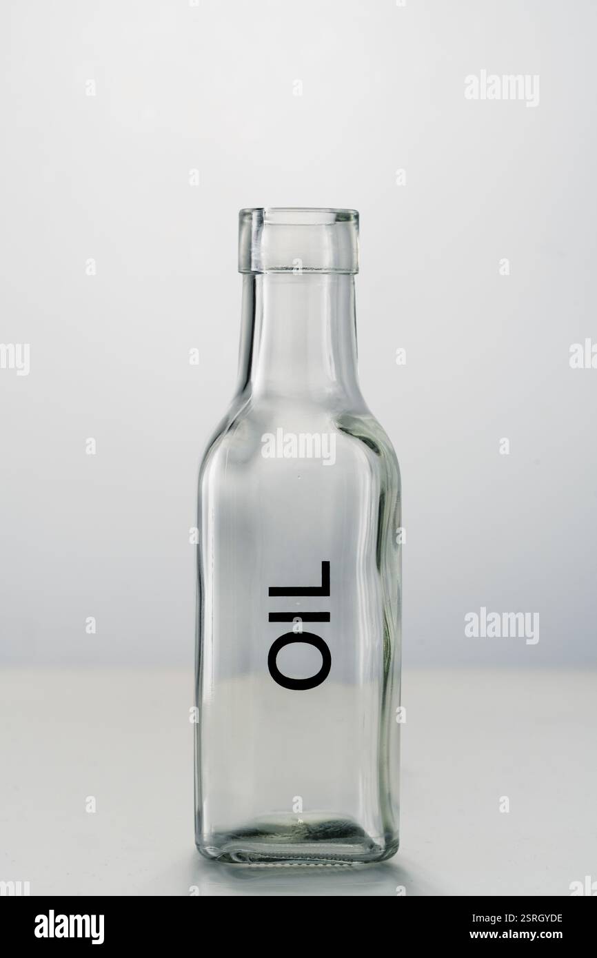 empty glass bottle for oil Stock Photo