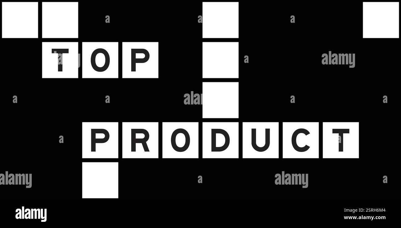 Alphabet letter in word top product on crossword puzzle background