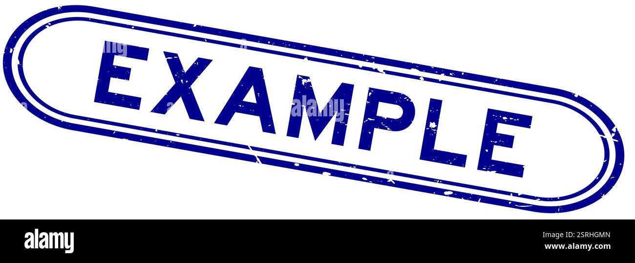 Grunge blue example word rubber seal stamp on white background Stock Vector