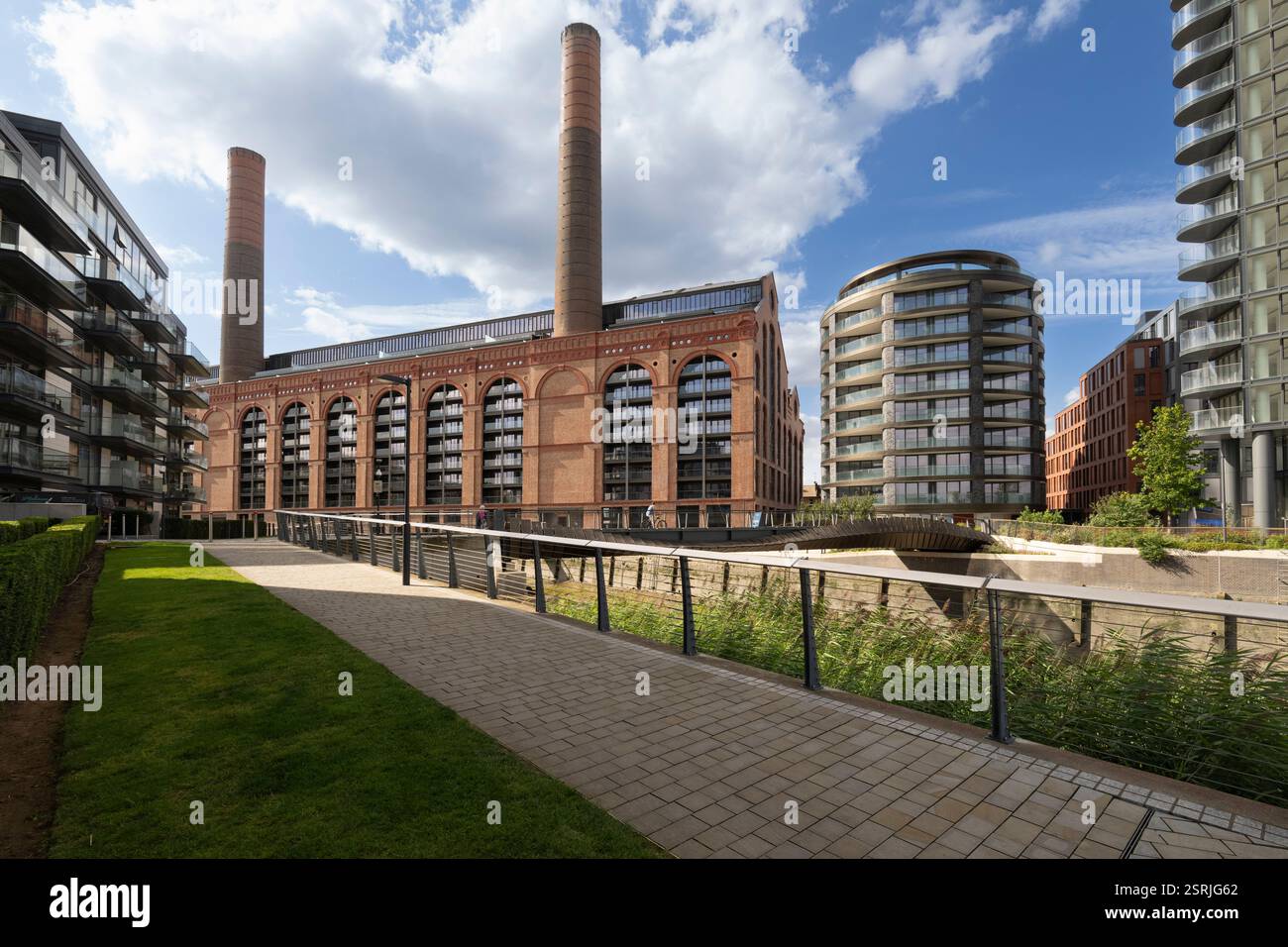 Converted power station (Lots Road Power Station) and modern apartments ...