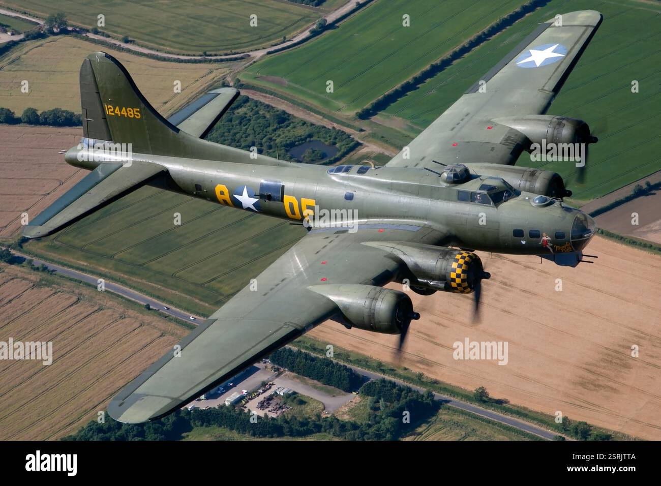 Boeing B-17 Sally B, a WWII-era Flying Fortress, performing an air-to ...