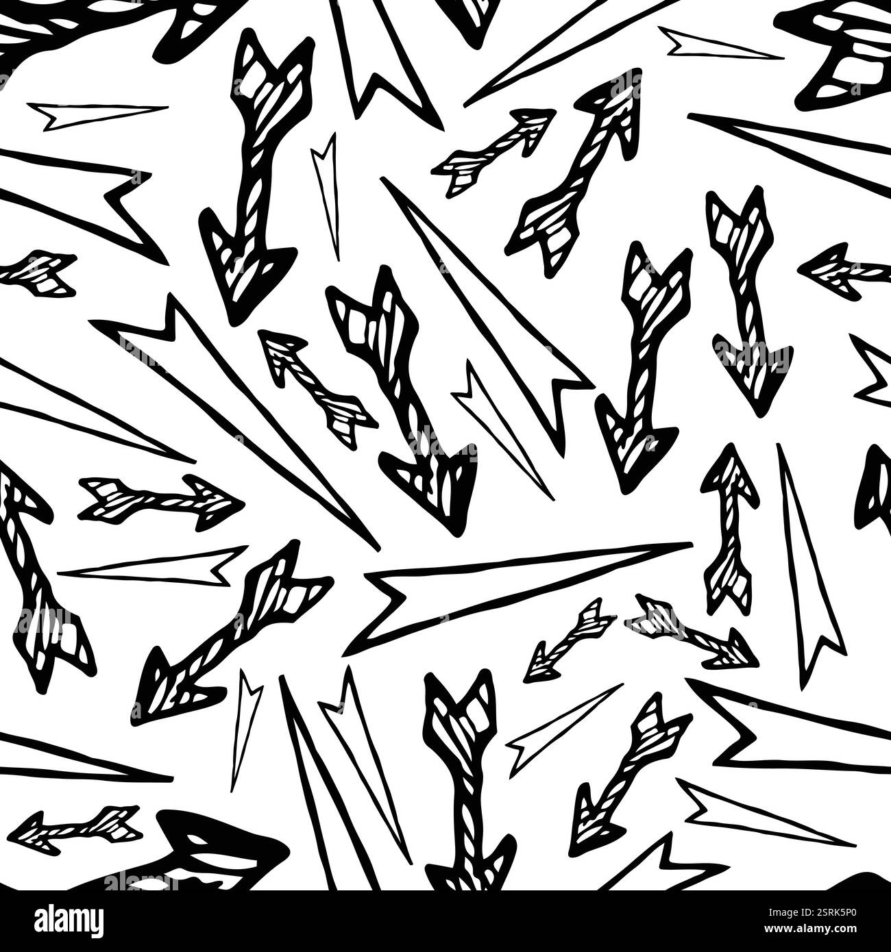 Seamless pattern with black hand drawn arrows. Vector illustration ...