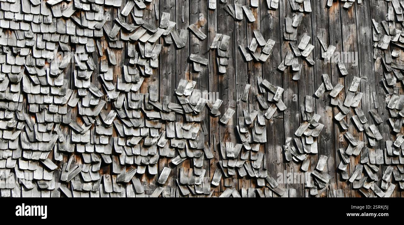 destroyed wooden shingles on an old building Stock Photo - Alamy