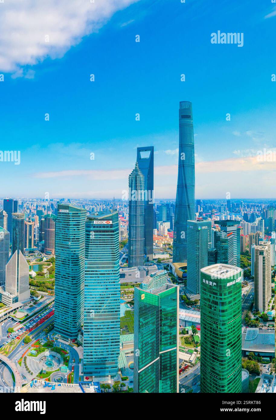 Aerial View of Shanghai Lujiazui Skyline and Huangpu River, China Stock ...