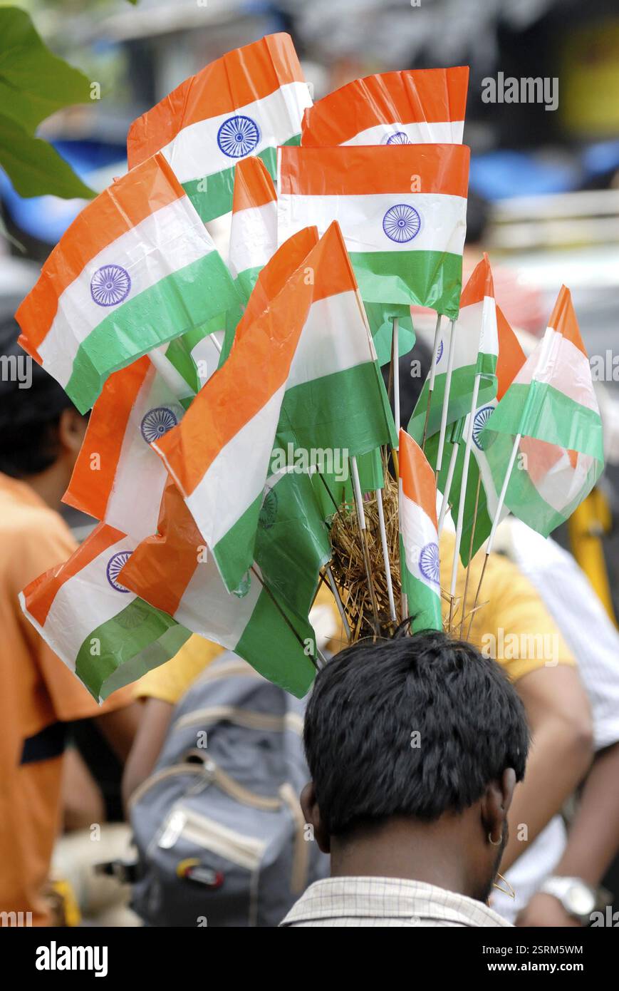 Hawker selling Indian tri color national flags on Independence Day in ...