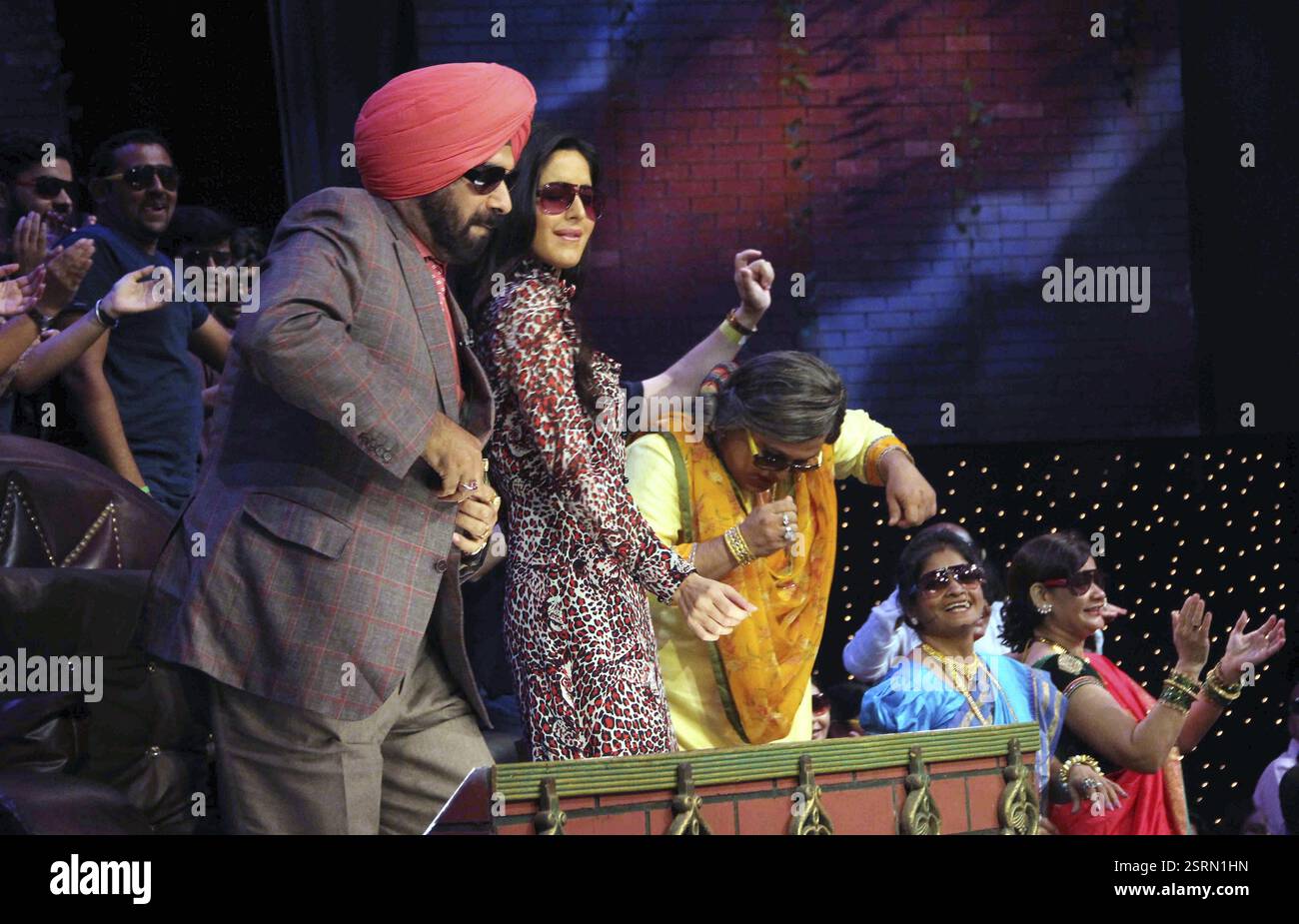 Bollywood actor Katrina Kaif former cricket player Navjot Singh Sidhu comedian Ali Asgar promotion lm Baar Baar Dekho onmbai Stock Photo