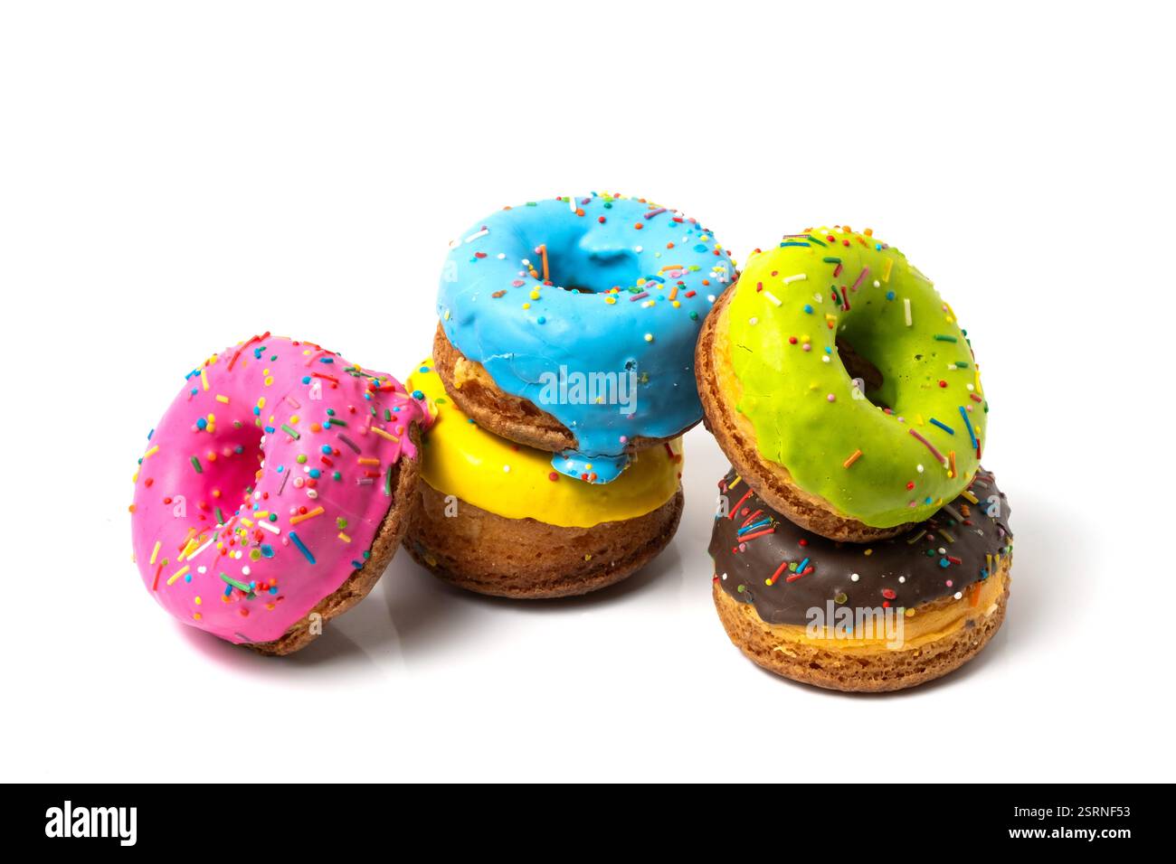 Donuts isolated on white background. colored glazed donut Stock Photo