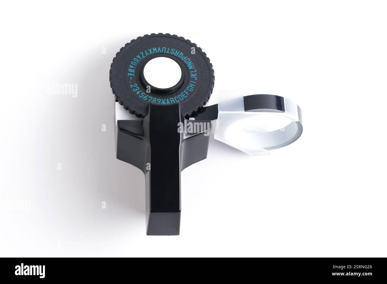 Manual mechanical printer for text on white background Stock Photo